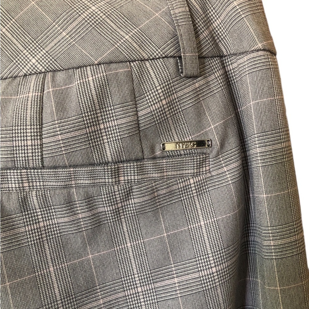 Gray plaid wide leg trousers professional Academia eclectic grandpa dress pants - Picture 10 of 12